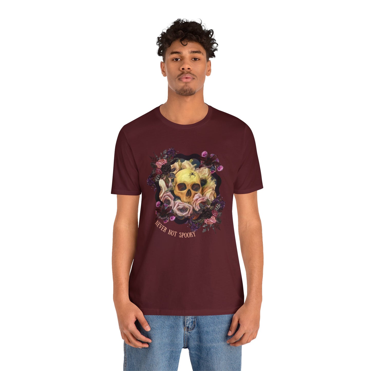 Never Not Spooky - Flower Skull Unisex Jersey Short Sleeve Tee