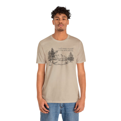 I Will Meet Myself In The Wild Places - Line Drawn Unisex Jersey Short Sleeve Tee