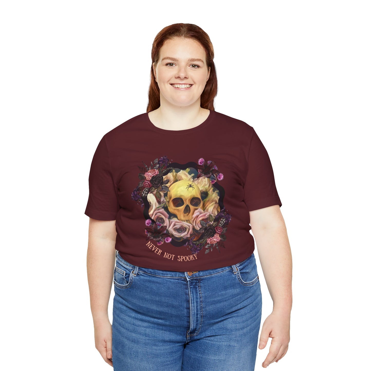 Never Not Spooky - Flower Skull Unisex Jersey Short Sleeve Tee