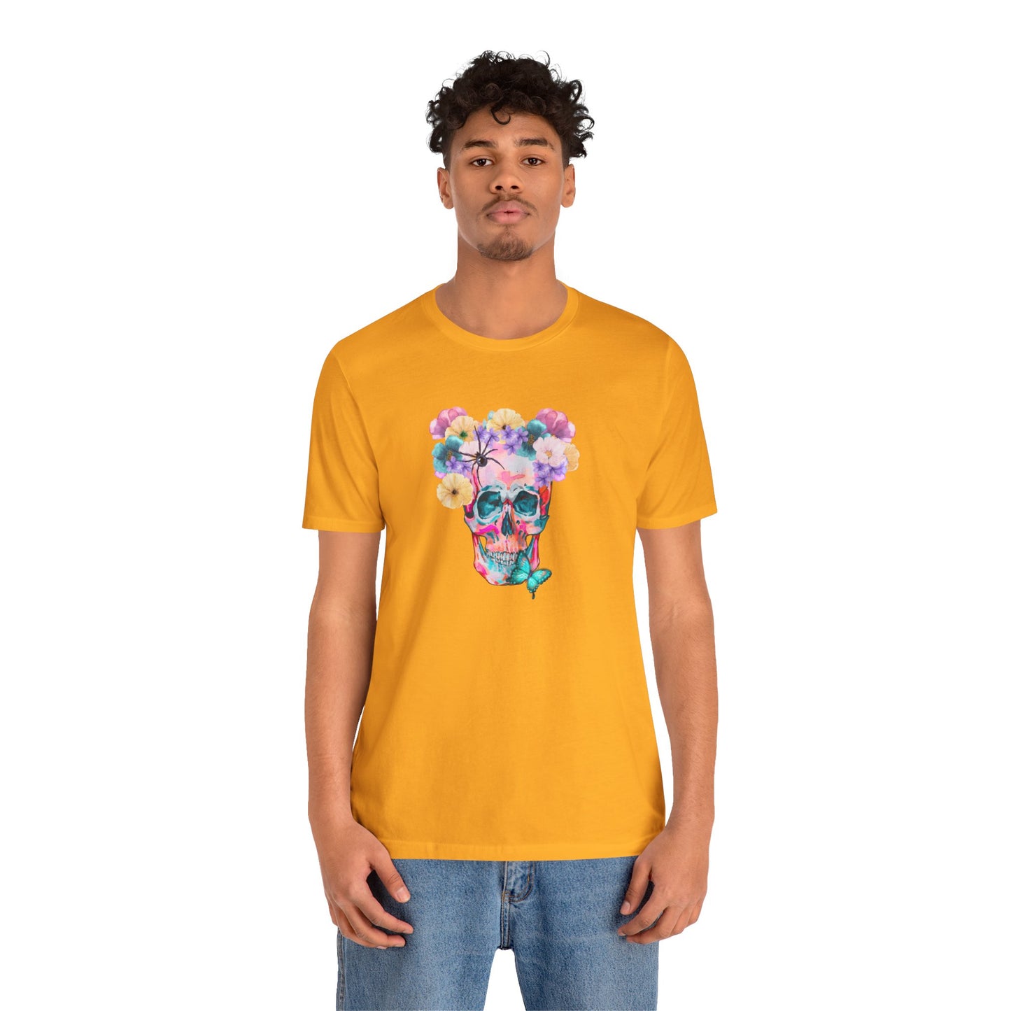 Neon Floral Skull Unisex Jersey Short Sleeve Tee