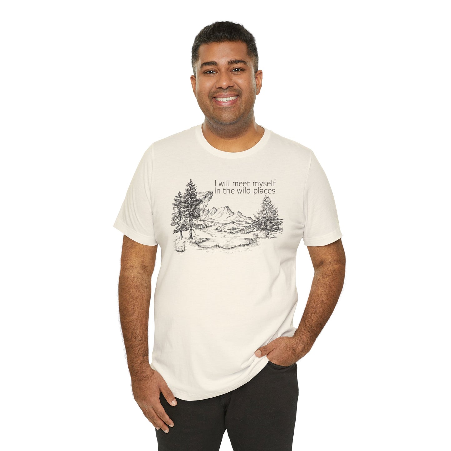 I Will Meet Myself In The Wild Places - Line Drawn Unisex Jersey Short Sleeve Tee