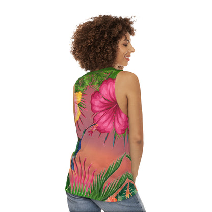 Hummingbird & Hibiscus Unisex Tank Top (AOP)