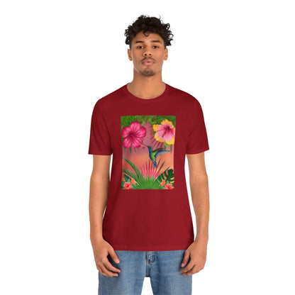 Hummingbird & Hibiscus Unisex Jersey Short Sleeve Tee