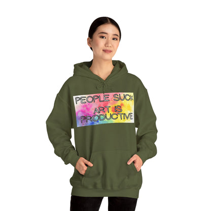 People Suck. Art is Productive. Unisex Heavy Blend™ Hooded Sweatshirt