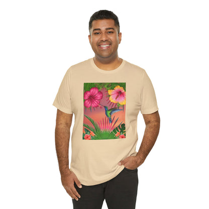 Hummingbird & Hibiscus Unisex Jersey Short Sleeve Tee