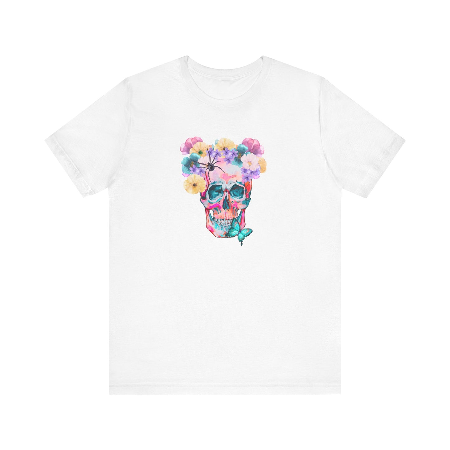 Neon Floral Skull Unisex Jersey Short Sleeve Tee