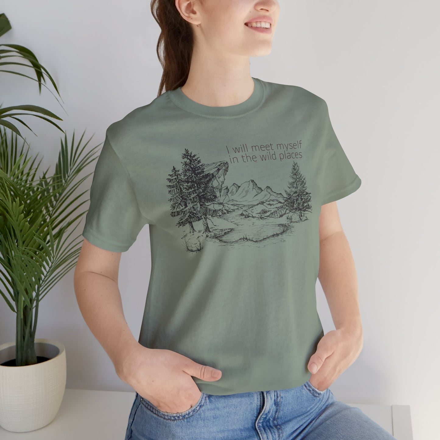 I Will Meet Myself In The Wild Places - Line Drawn Unisex Jersey Short Sleeve Tee