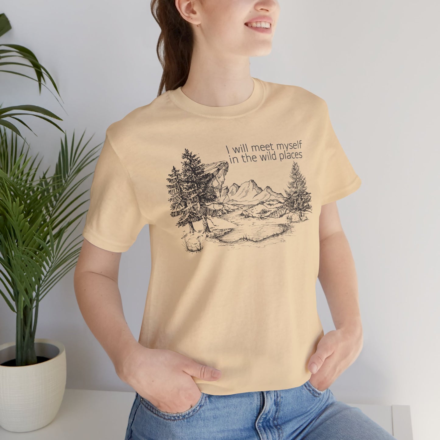 I Will Meet Myself In The Wild Places - Line Drawn Unisex Jersey Short Sleeve Tee