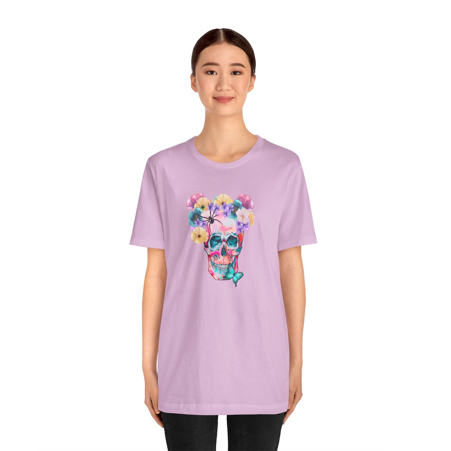 Neon Floral Skull Unisex Jersey Short Sleeve Tee