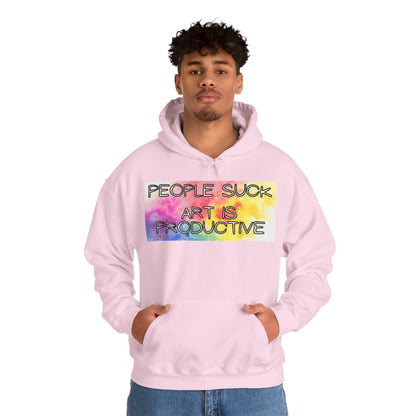 People Suck. Art is Productive. Unisex Heavy Blend™ Hooded Sweatshirt