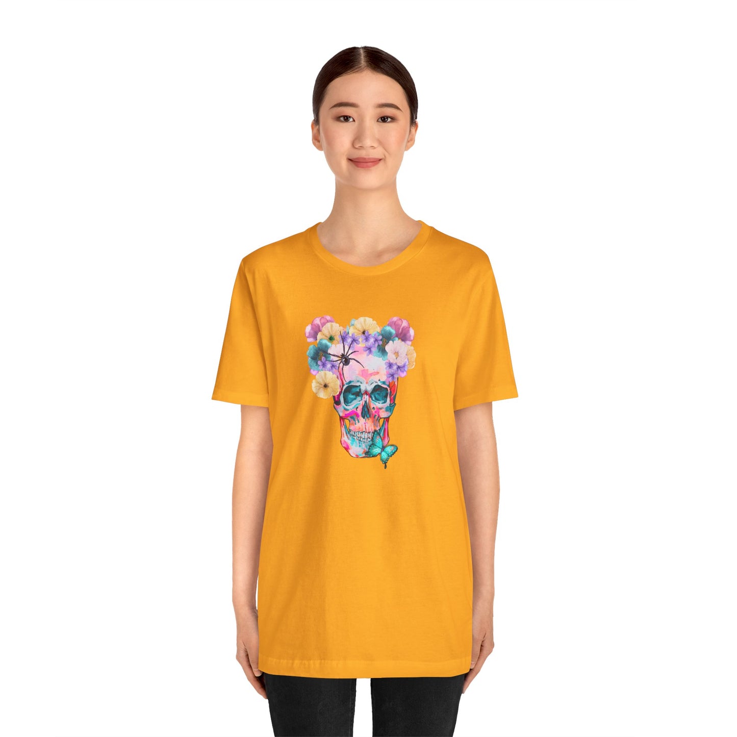 Neon Floral Skull Unisex Jersey Short Sleeve Tee