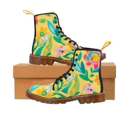 Yellow Floral Men's Canvas Boots