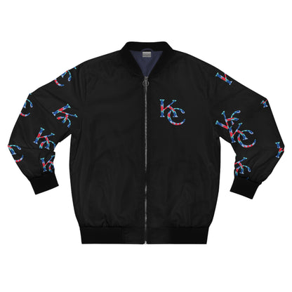 Argyle Print "KC" in the colors of KC Sports Teams Men's Bomber Jacket (AOP)