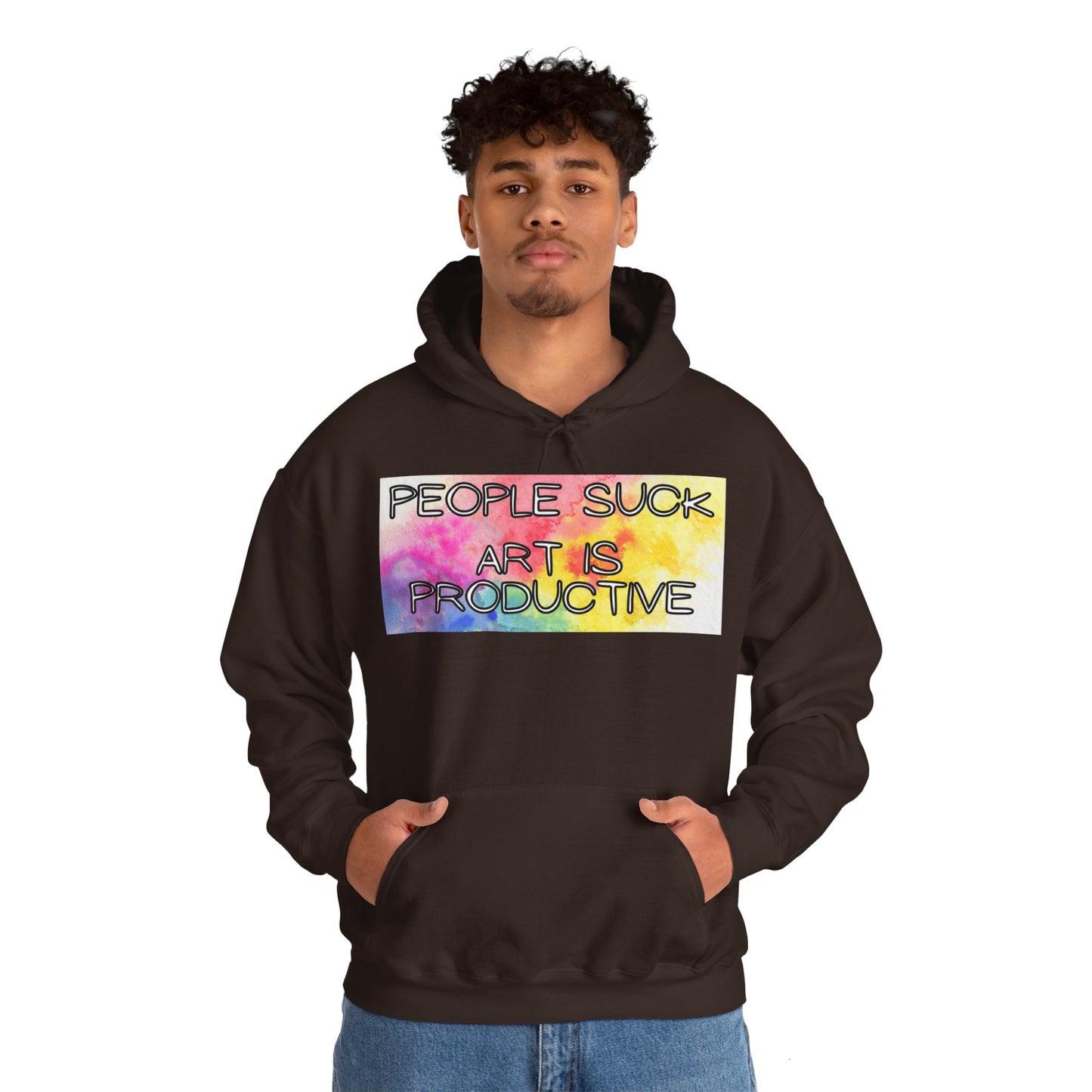 People Suck. Art is Productive. Unisex Heavy Blend™ Hooded Sweatshirt