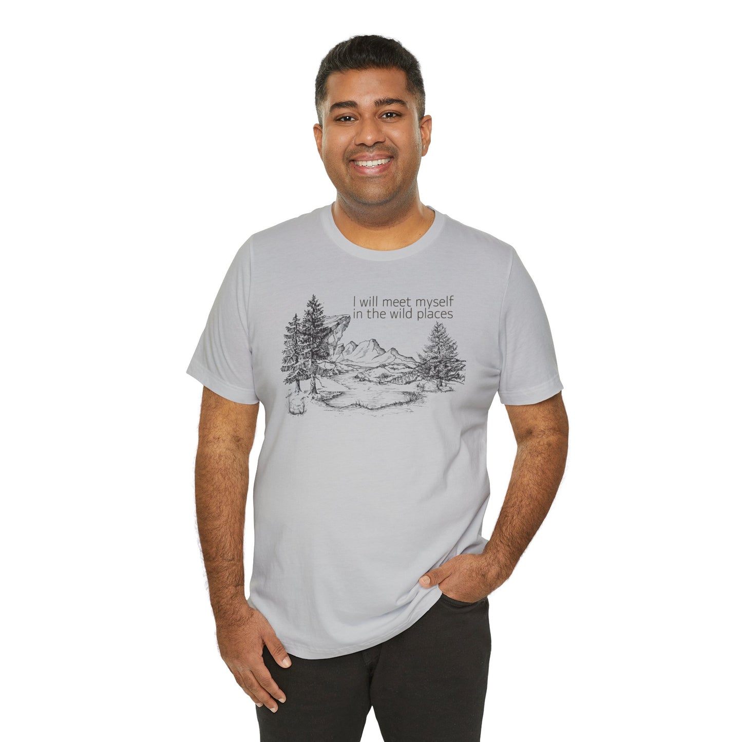 I Will Meet Myself In The Wild Places - Line Drawn Unisex Jersey Short Sleeve Tee