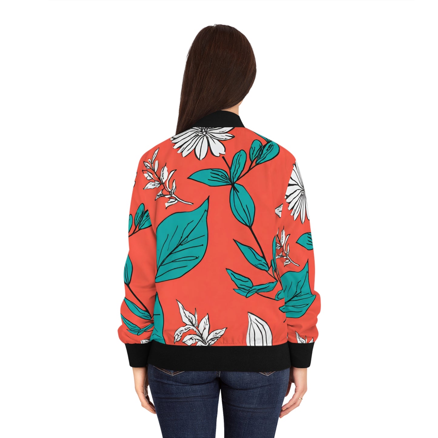 Coral Floral Women's Bomber Jacket (AOP)