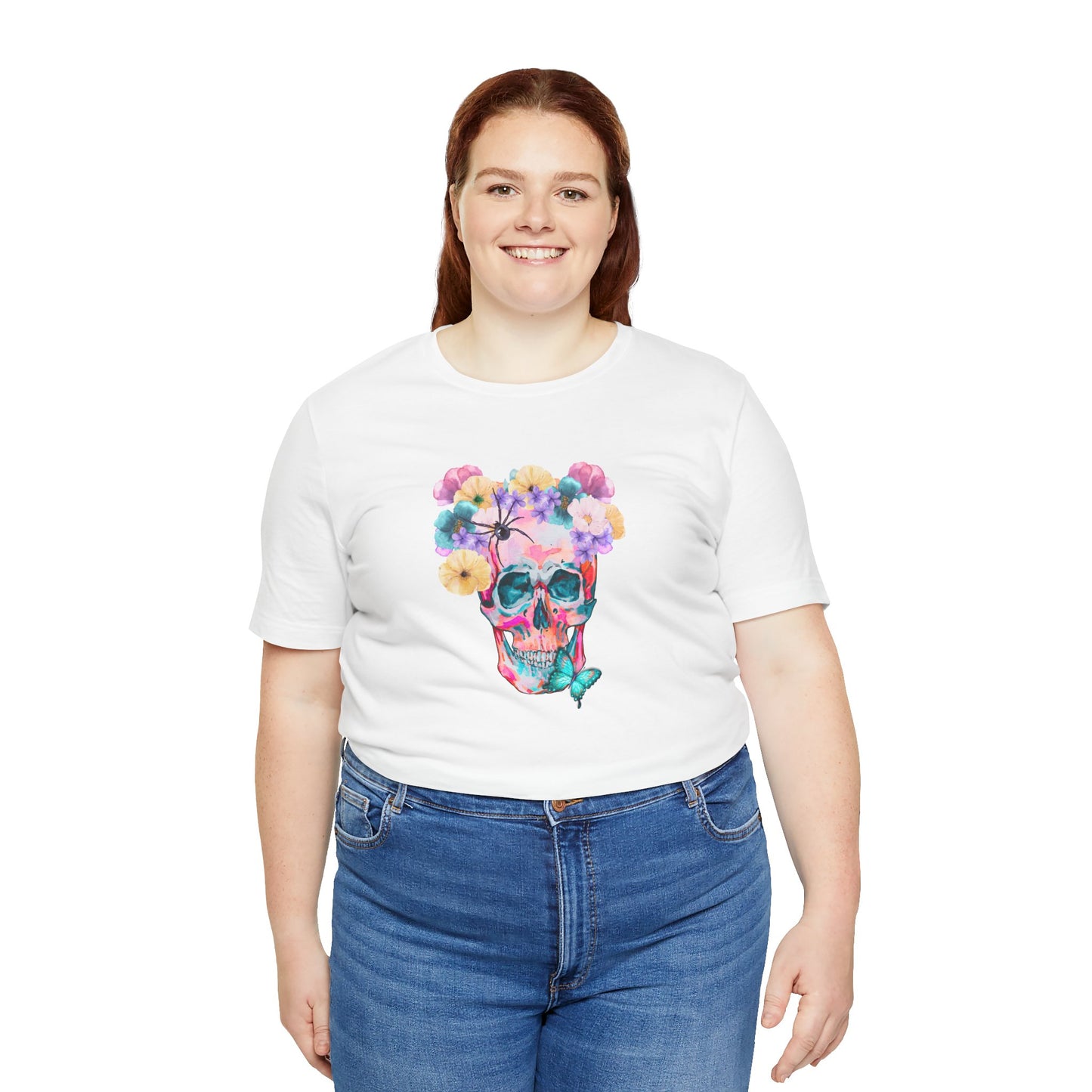 Neon Floral Skull Unisex Jersey Short Sleeve Tee